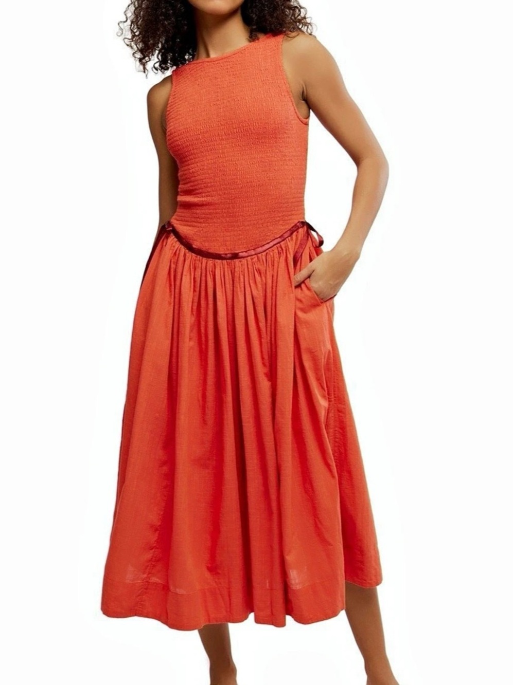 Free People Nightingale Smocked Bodice Midi Dress